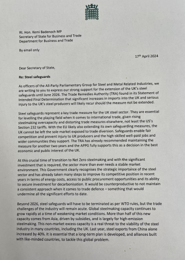 Letter to the Business Secretary