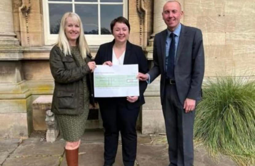 Presenting cheque with Cllr Waltham and Sharon Ross 