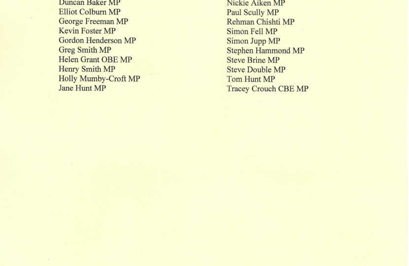 Letter signed by Holly Mumby-Croft MP