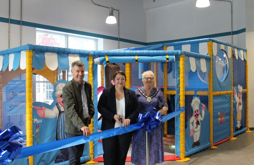 Holly Mumby-Croft MP opening St John's Markets new soft play area